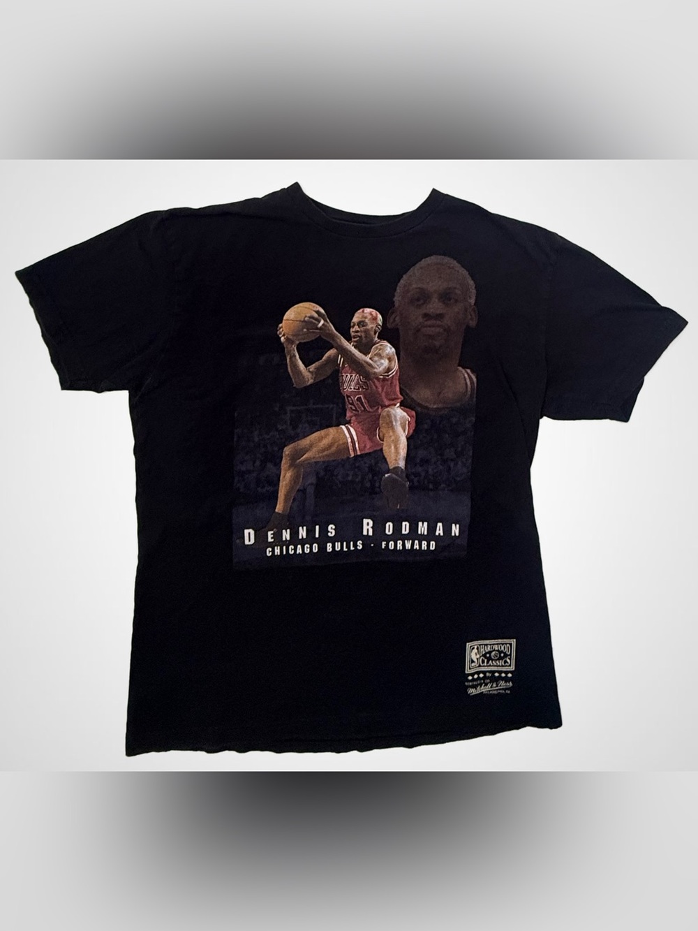 Mitchell & Ness Dennis Rodman Chicago Bulls Graphic Stat Tee T-Shirt Mens L